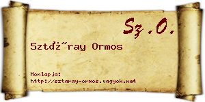 Sztáray Ormos névjegykártya